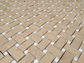 Royal Crema Verona Beige Marble Basketweave Tile with White Marble Dot Polished